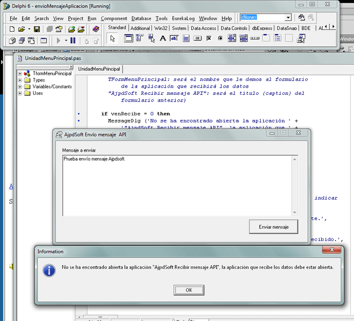 AjpdSoft Cómo enviar mensajes entre aplicaciones diferentes Delphi  mediante el API de Windows 