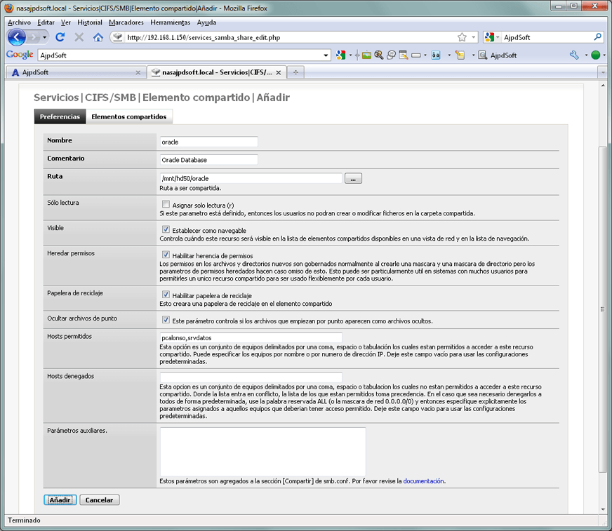 AjpdSoft Activar servicio CIFS/SMB en FreeNAS para acceso al disco  duro desde otros equipos de la red