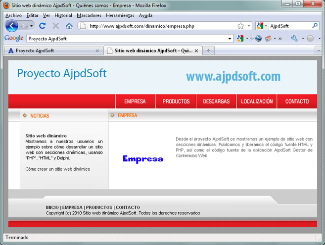 AjpdSoft Otras secciones de nuestro sitio web con una parte 
dinámica