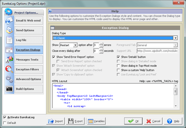 AjpdSoft Configuracin de EurekaLog en Borland Delphi 6 para la captura de errores profesional