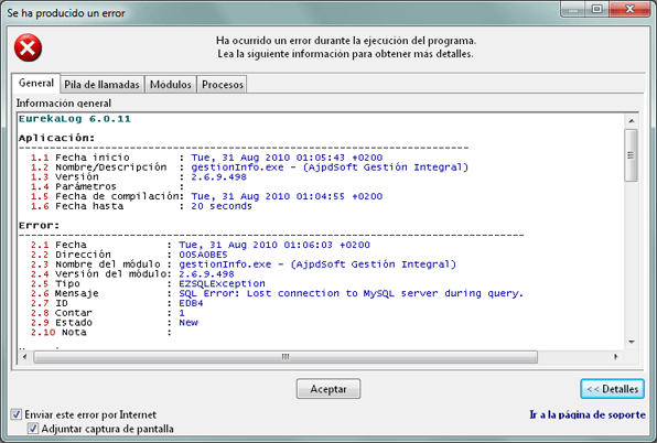 AjpdSoft Configuración de EurekaLog en Borland Delphi 6 para la  captura de errores profesional