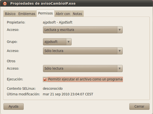 AjpdSoft Descargar y ejecutar AjpdSoft Aviso Cambio IP Pblica en GNU Linux con Wine