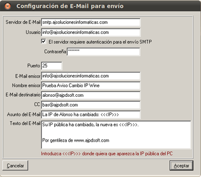 AjpdSoft Configurar AjpdSoft Aviso Cambio IP Pblica para que enve la nueva IP por email en Linux
