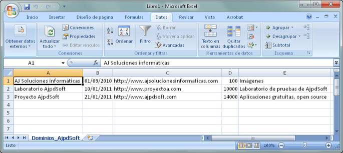 AjpdSoft Cómo importar un fichero csv de texto plano a Microsoft 
Excel xls ó xlsx