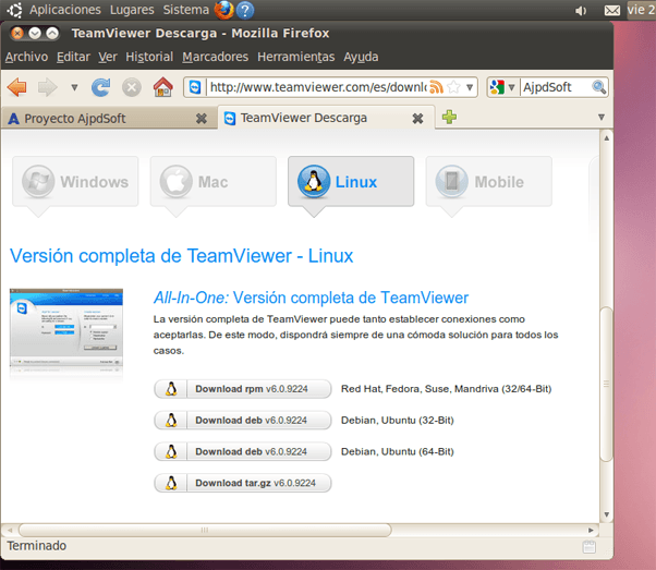 AjpdSoft Instalar TeamViewer en Linux para control remoto a equipos
 Windows ó Linux