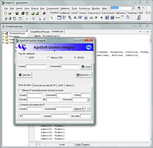 AjpdSoft Diseño del formulario Delphi, componentes necesarios para 
validación de usuario