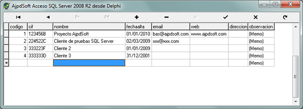 AjpdSoft Crear aplicación con acceso a SQL Server 2008 R2 desde  Delphi 6 y ADO