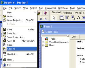 AjpdSoft Instalar componentes Delphi - Cerrar todos los proyectos