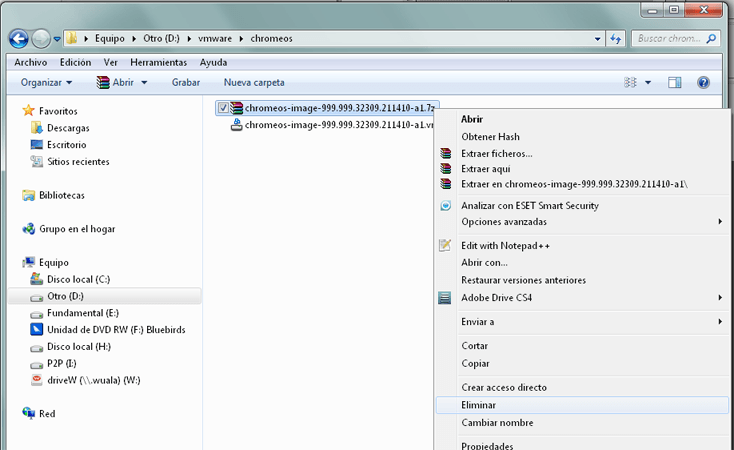 AjpdSoft Descarga del fichero VMDK con Google Chrome OS