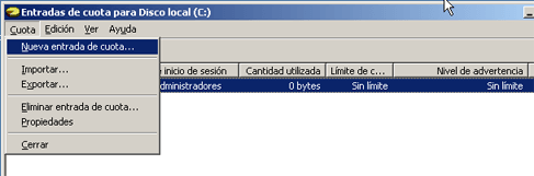 AjpdSoft Las cuotas de disco en Windows Server 2003, establecer limitación de espacio por usuario