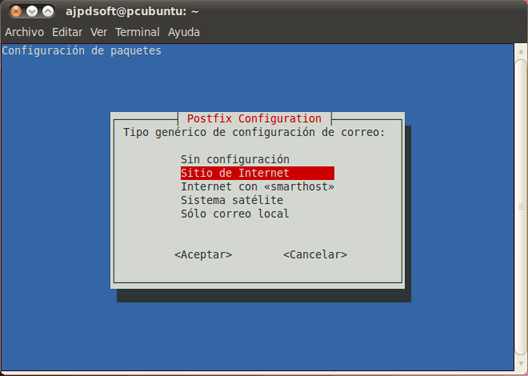AjpdSoft Instalar agente de transporte de correo Postfix en GNU 
Linux Ubuntu
