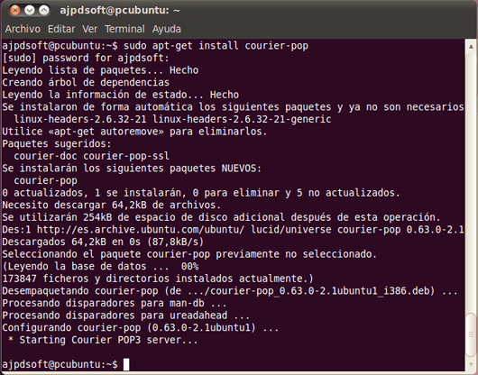 AjpdSoft Instalar courier-pop y courier-imap para montar un 
servidor de correo electrónico en Linux