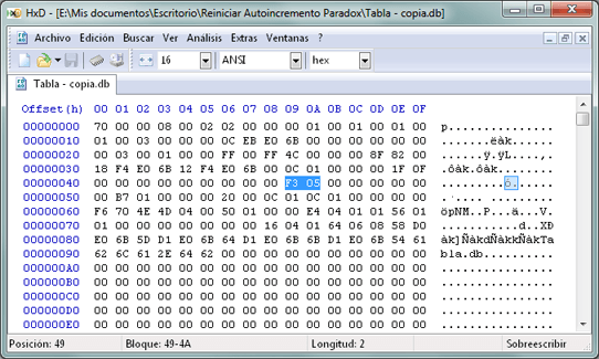AjpdSoft Cmo cambiar el valor actual del campo autoincremento de una tabla Paradox manualmente con editor hexadecimal